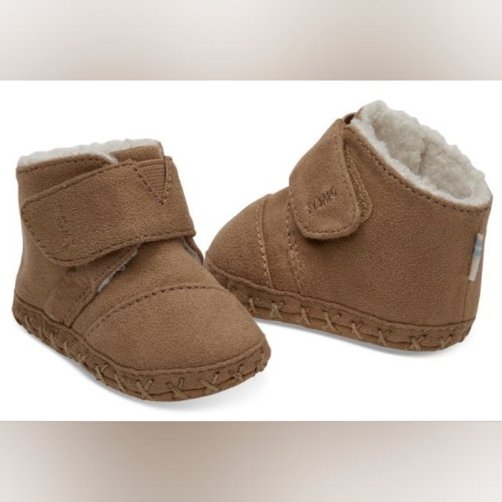 Toms Cuna Toffee Microfiber Soft Baby Booties Size 2